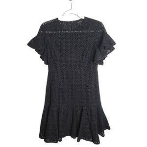 Needle & Thread Black Ruffle Eyelet Dress Broderie Size US 6 Spring Summer
